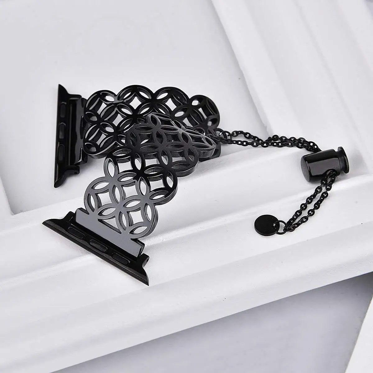 Ремешок из нержавеющей стали для Apple Watch 7 41 45 40 44 мм роскошный металлический