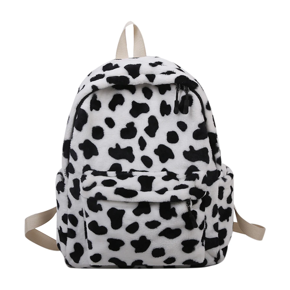 

Retro Cow Printed School Bag Women Girl Backpack Street Large Capacity Rucksacks