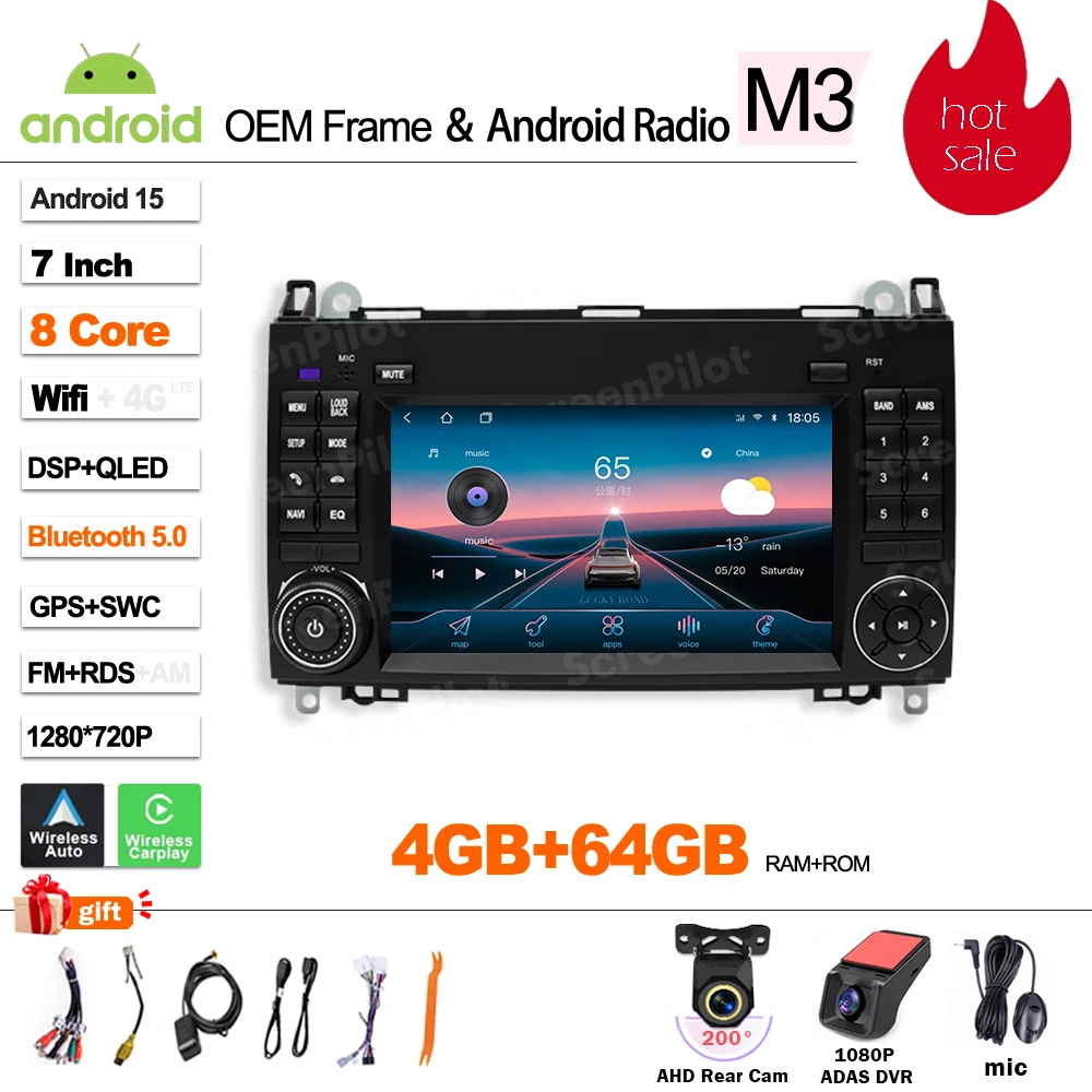 

Для Mercedes Benz B200 Sprinter W906 W639 AB Android 15 Class W169 W245 Автомобильная радиосистема Интеллектуальная система Carplay Сенсорный экран 8-ядерный