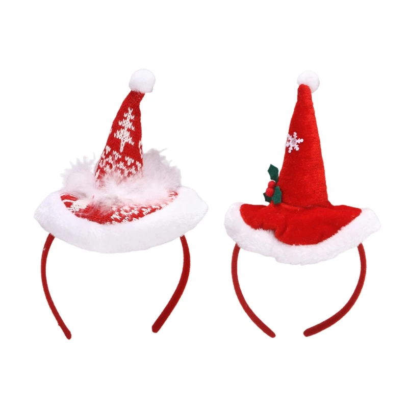

Feather Xmas Hat Headbands Christmas Hat Hair Band for Creative Santa Hat Hair Hoop Novelty Photo Props Party Supplies