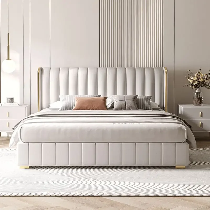 Для Lila Campoes Doppelbett индивидуelles weißes Stoffbett nordische moderne Stauraum-Hochbetten Schlafzimmer 180 x 200 см
