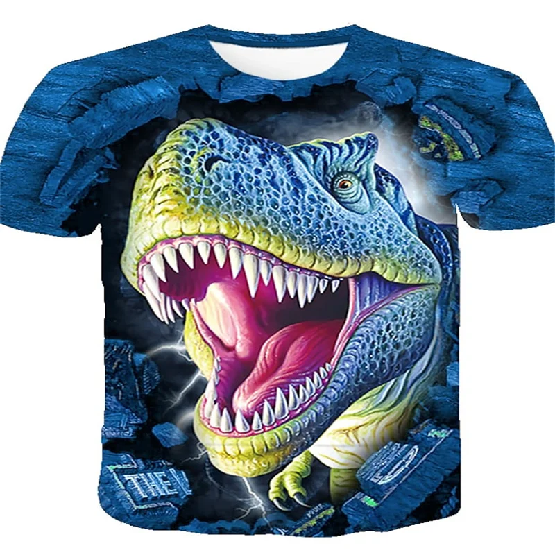 

Футболка с динозавром детская мультяшная модная детская одежда для мальчиков и девочек Подарки одежда на день рождения