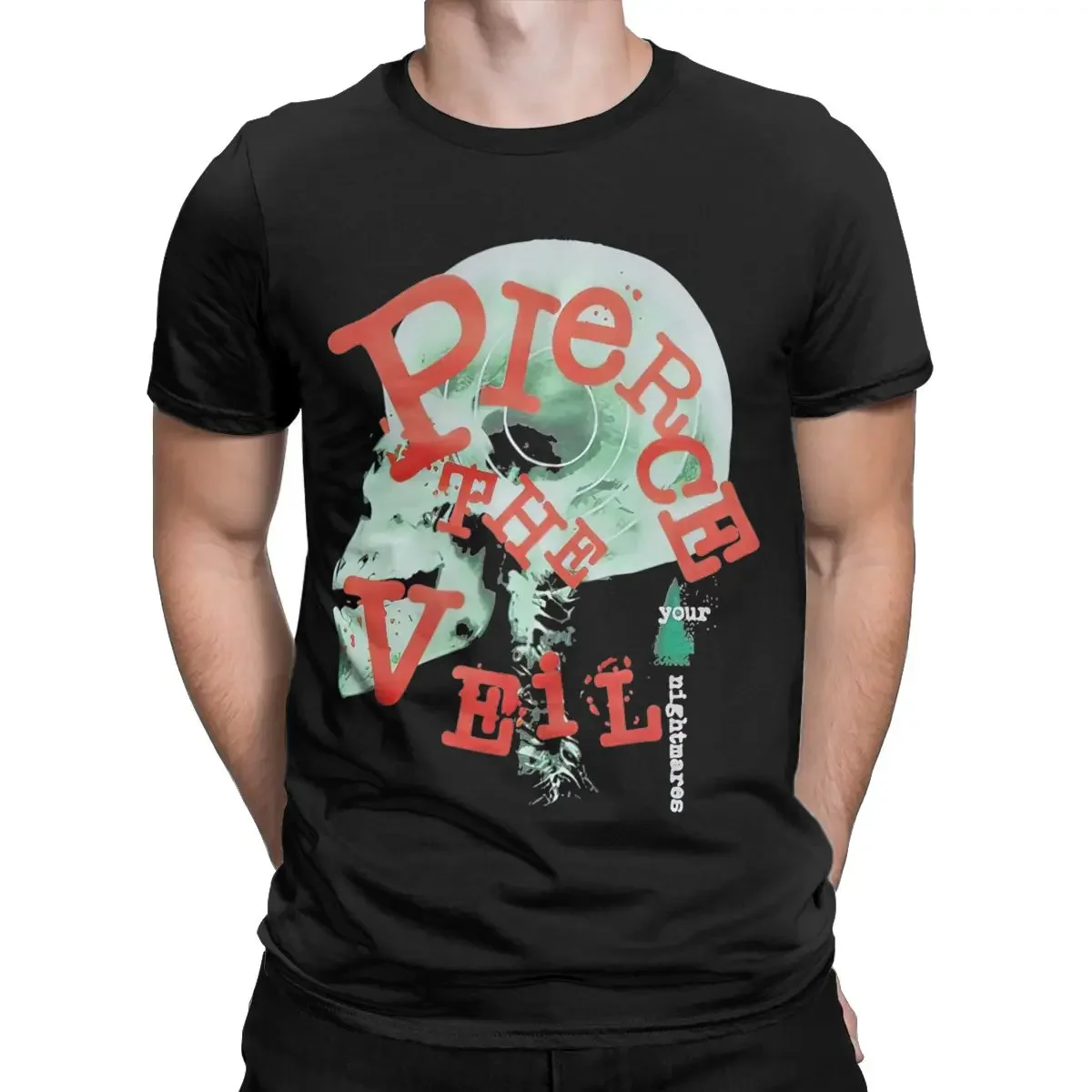 Мужская футболка с коротким рукавом круглым вырезом и принтом черепа из