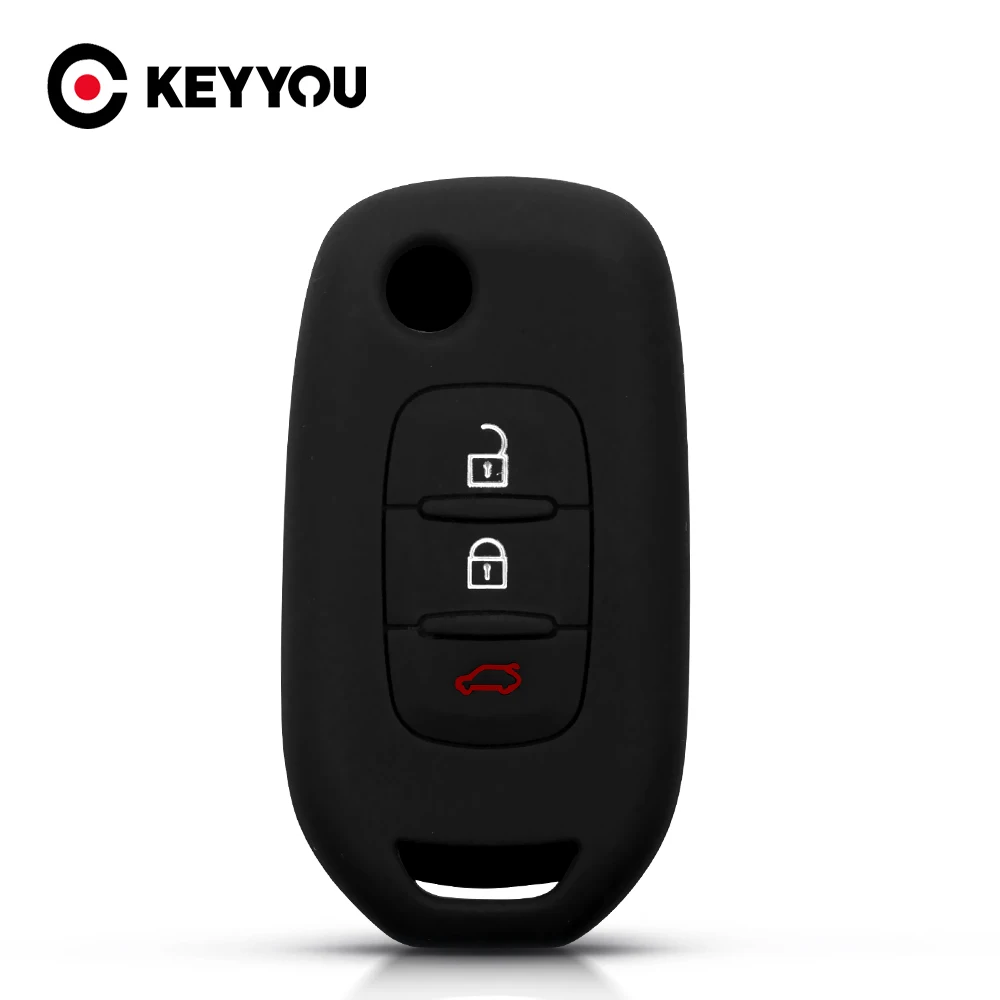 KEYYOU Silicone Rubber Car Key Case For Renault Duster Megane Duster Sandero Kangdoo Captur Twingo Fob 3 Buttons Flip Key Cover
