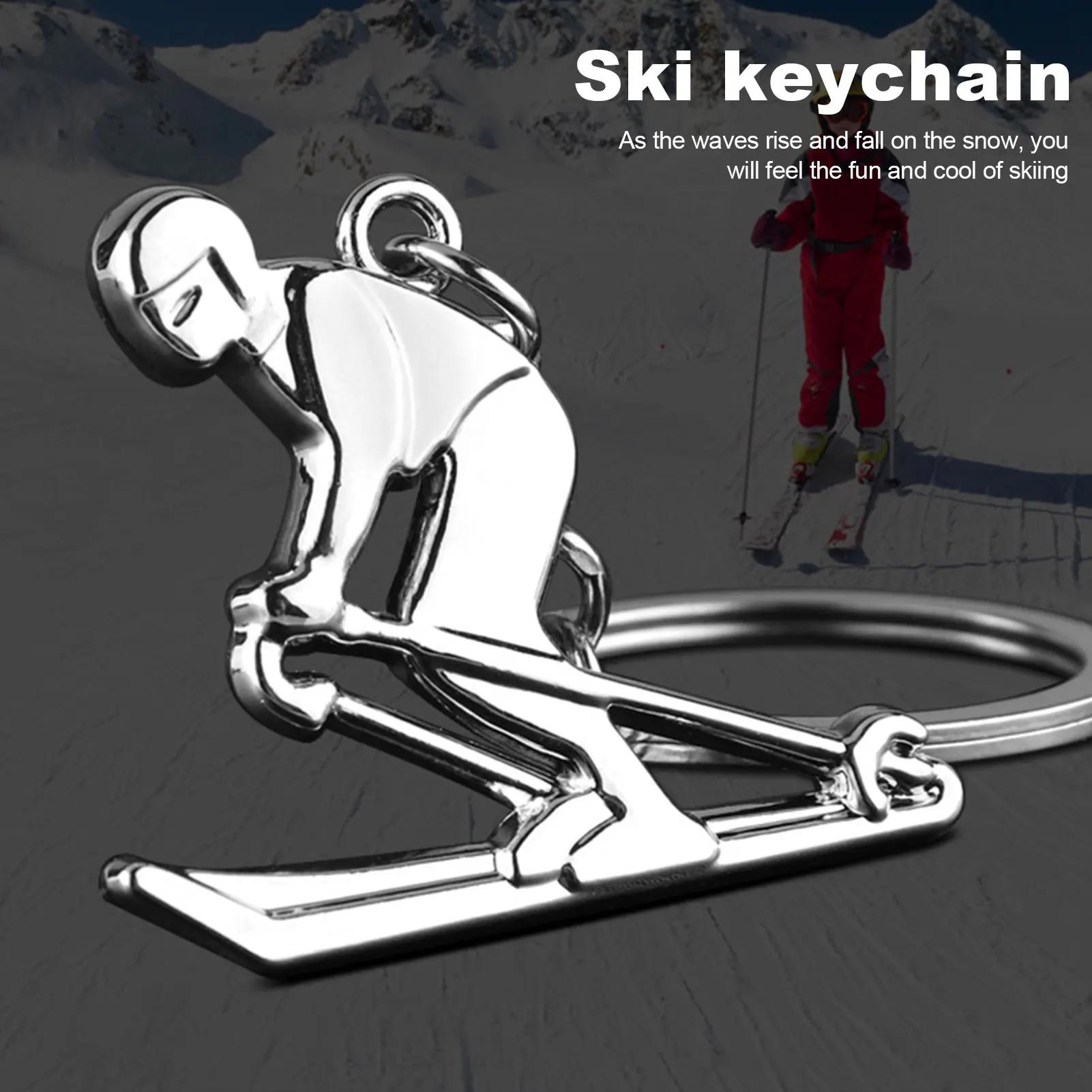 

Skier Gifts Ski Keychain Pendant For Men Women Creative Skier Charm Key Rings Decor Stainless Steel Skiing Keychains Souvenir