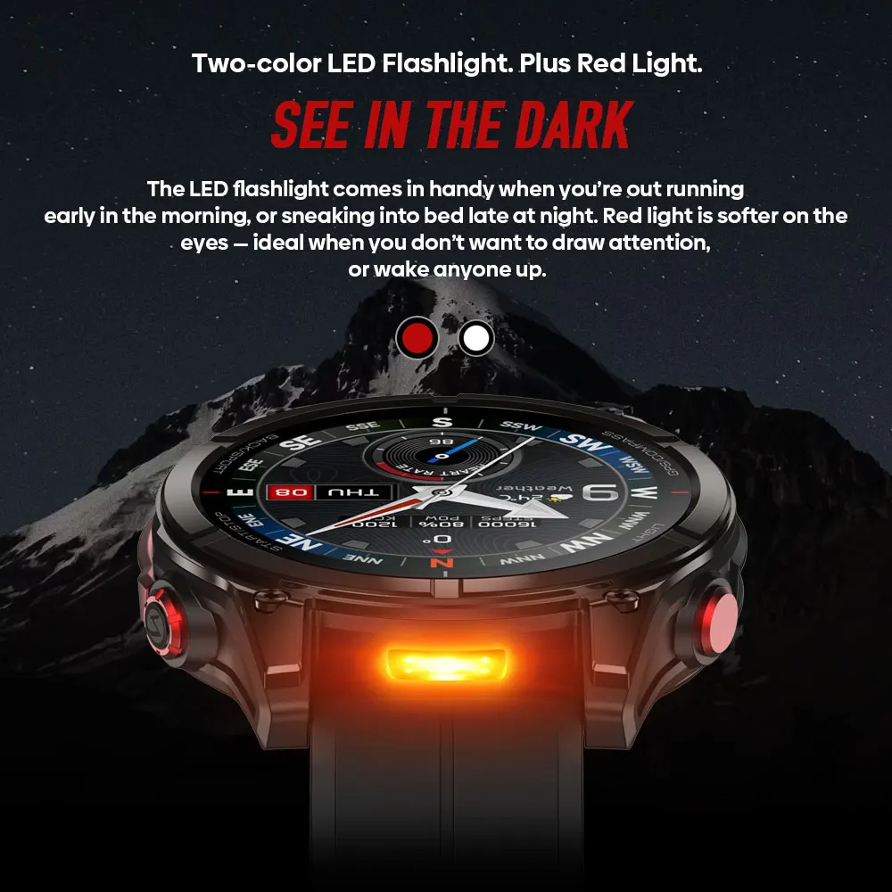 Фото Новые умные часы Zeblaze Stratos 4 Pro с GPS, 1.43'' AMOLED-дисплеем, двухцветным фонариком, хранилищем для музыки и 170+ режимами тренировок №3