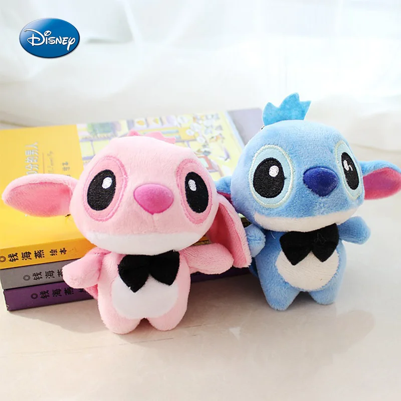 

Disney Stitch Angel Keychain 10Cm Pink Blue Couples Style Kawaii Cartoon Pendant Anime Stuffed Plush Doll Kid Gift Children Toys