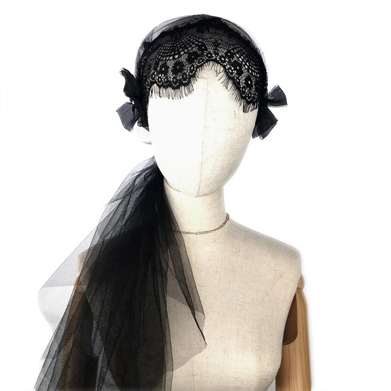 Легкая вуаль-мантилья с кружевной отделкой для платка на голову модный тюль