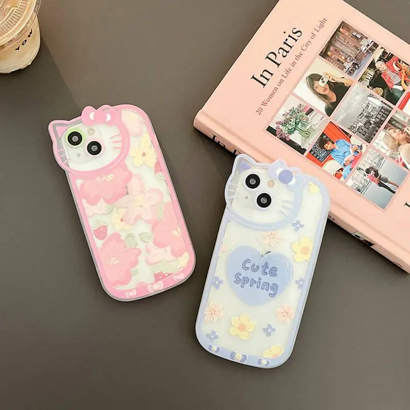

BANDAI Creative graffiti blue love girl pink strawberry flowers Phone Case for iPhone X XR XS 7 8 Plus 11 12 13 pro MAX 13mini