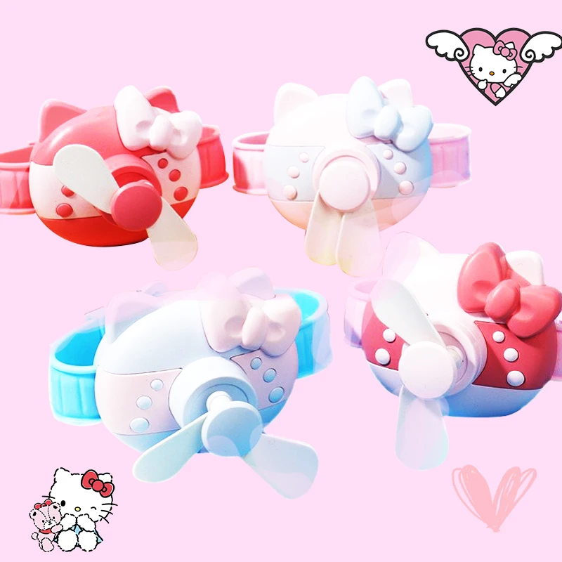 

Hello Kitty Fan Watch Electric Kawaii Portable Summer Outside Cooling Cartoon Anime Sanrioed USB Charging Kids Girls Gift Cute