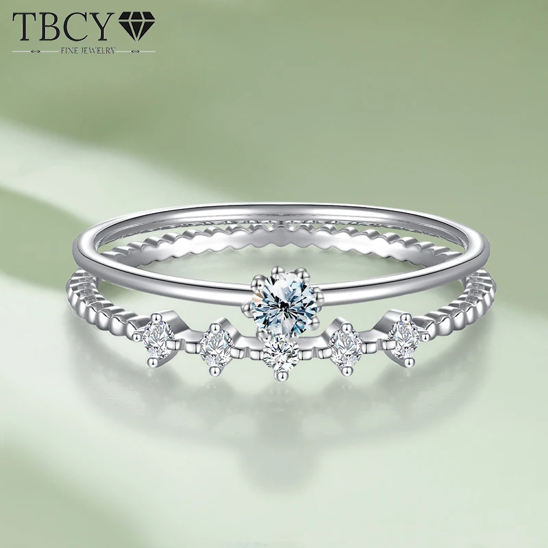 

TBCYD 3mm Moissanite Ring Set For Women S925 Sterling Silver 18K White Gold Plated Diamond Wedding Bridal Sets Hand Jewelry Gift
