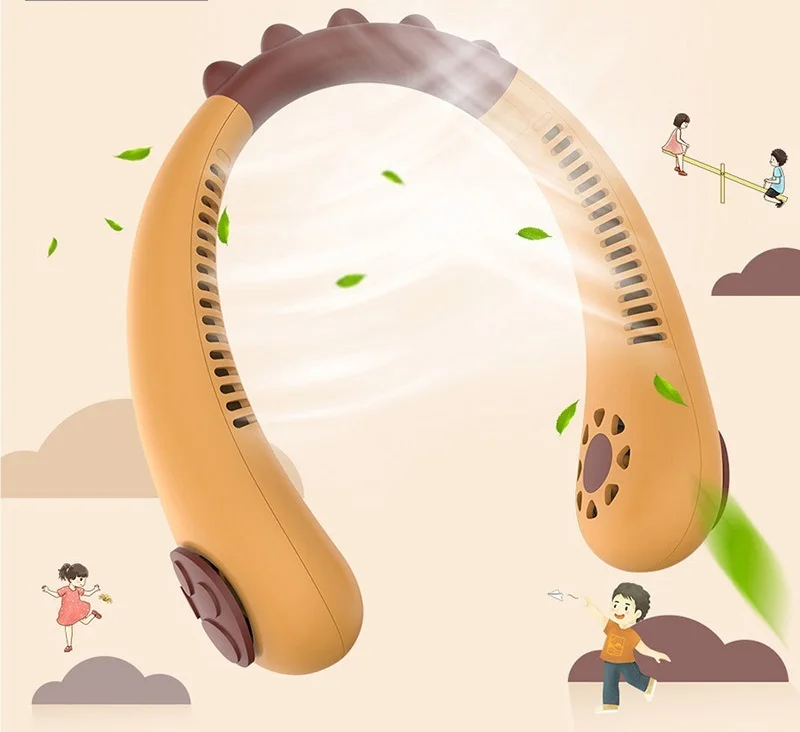 

Children neck fan portable leafless fan air cooler refrigeration mini wearable neckband fan rechargeable leafless ceiling fan