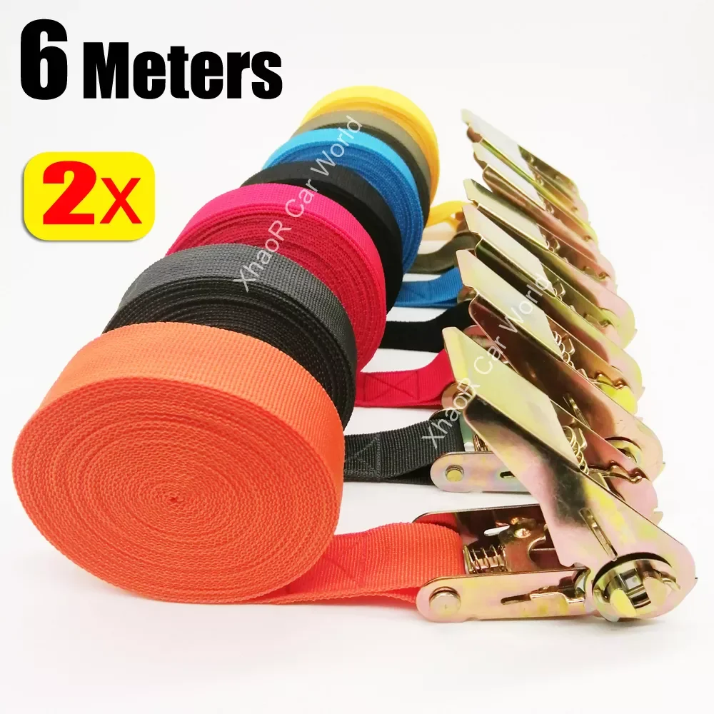 

6M Portable Bundling Travel Luggage Heavy Duty Tensioning Belt Car Cargo Lashing Truck Motorcycle Tie Down Ratchet Straps