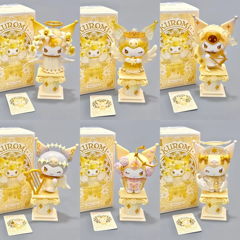 Фото Оригинальные игрушки Sanrio Kuromi Angels Series Blind Box: коллекционная фигурка-украшение, кукла Куроми, таинственная коробка, подарок на день рождения №1