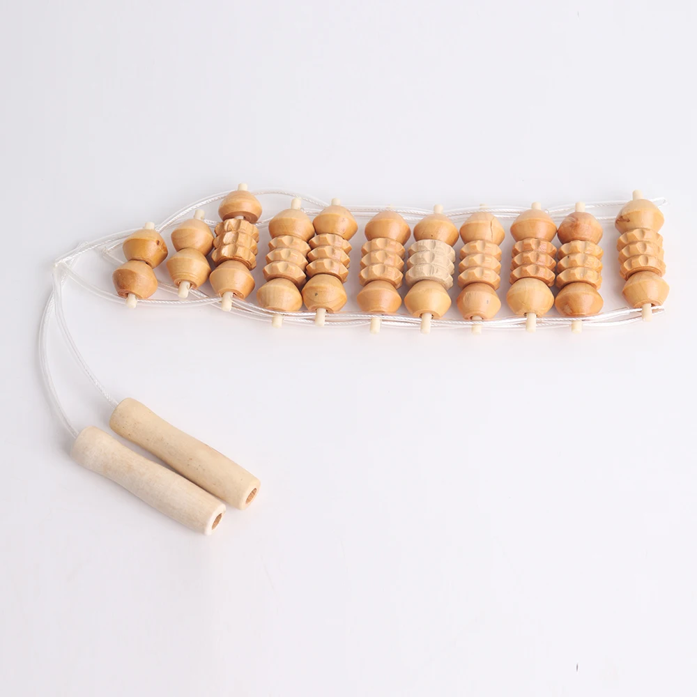 

Wood Therapy Massage Tools Wooden Back Massage Roller Rope Lymphatic Drainage Self Massager for Neck Leg Back Pain Relief