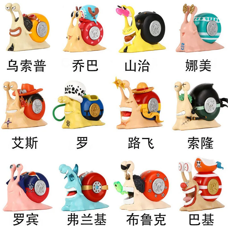

Anime One Piece Zoro Luffy Ace Sanji Chopper Law Nami Usopp Robin Franky Pvc Den Den Mushi Action Figure Model Collections Toy