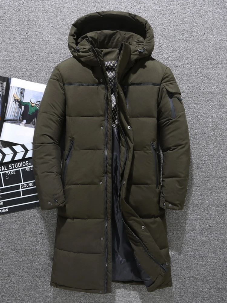Men's Winter Thickened Down Jacket Warm Down Outwear Coat 2022 New Male Fashion Long White Duck Hooded Down Parkas Plus Size
