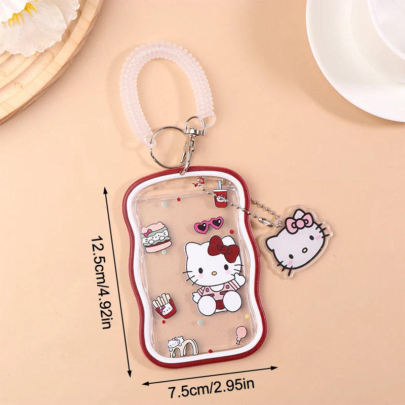 Kawaii Hello Kitty Photo Card Holder Sanrio KT Cat 3-Inch Idol Photocard Sleeves Pendant Meal Bus Protective Cover