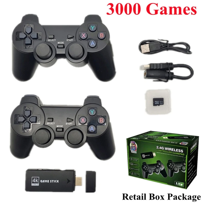 

Video Game Console 2.4G Double Wireless Controller Game Stick 4K 10000 Games E8BE
