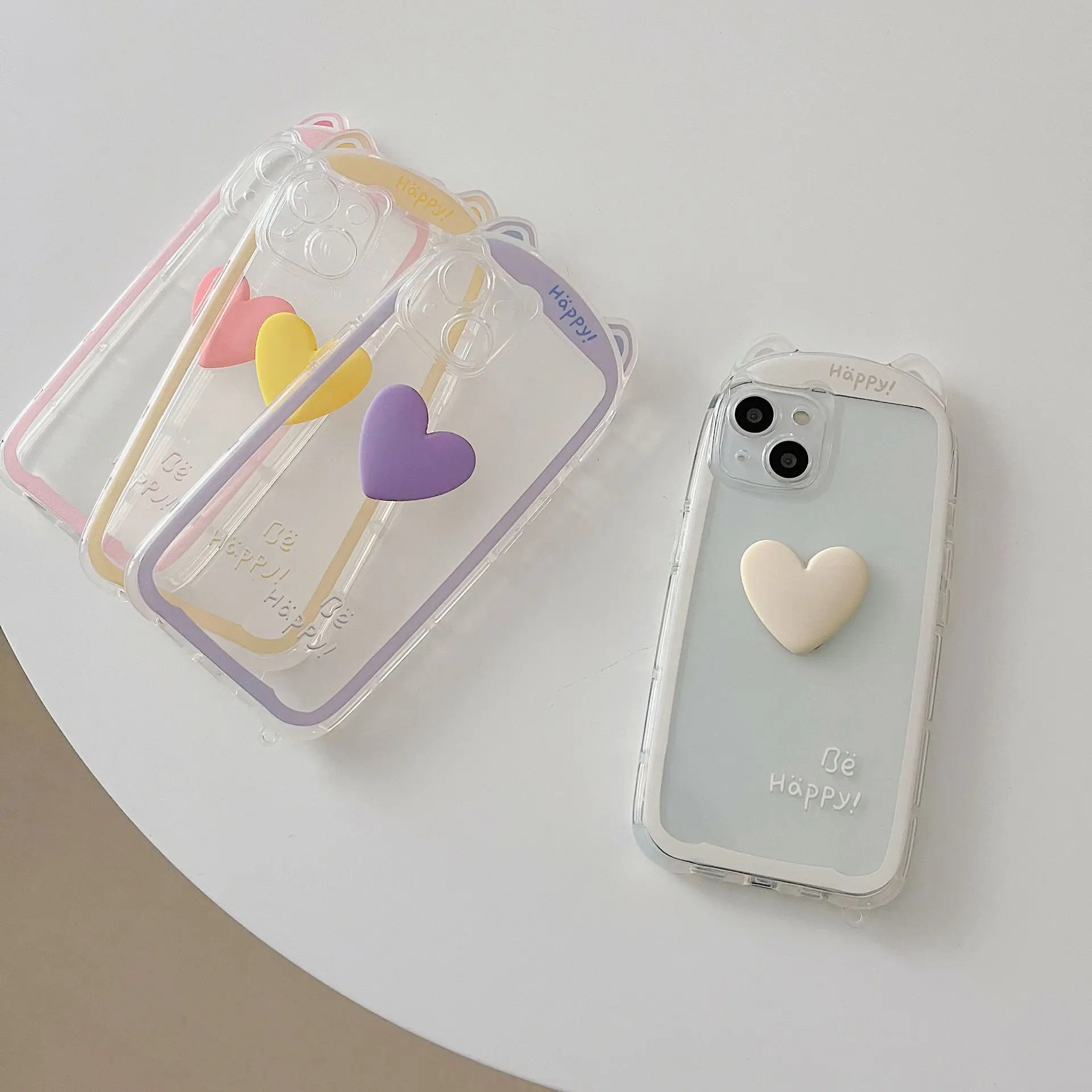 Контрастный цвет трехмерный Любовь Прозрачный милый кот ухо модный