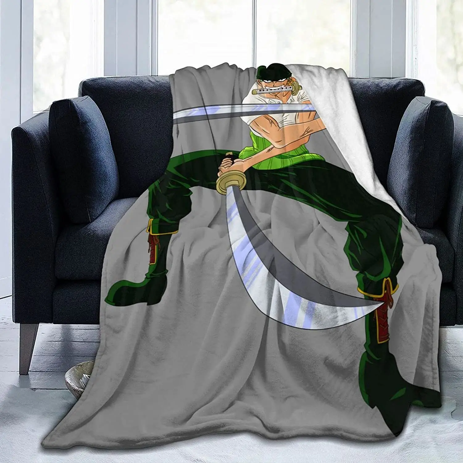 

Roronoa Zoro Fluffy Soft and Comfortable Blanket, Anime Warm Embrace of Sympathy