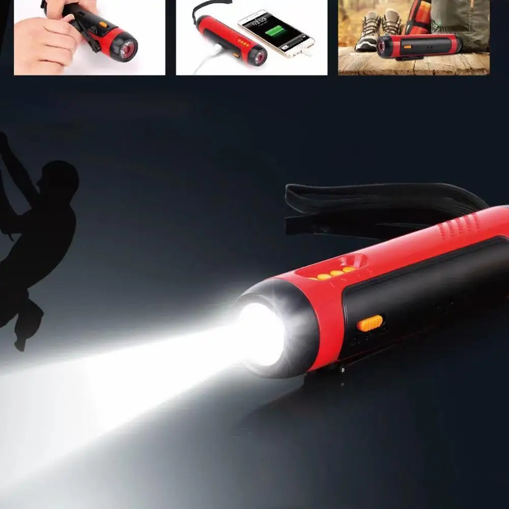

Emergency Flashlight Portable Radio Hand Crank FM Emergency Reading Flashlight Hand Crank Generator 1800mAh Power Bank Torch
