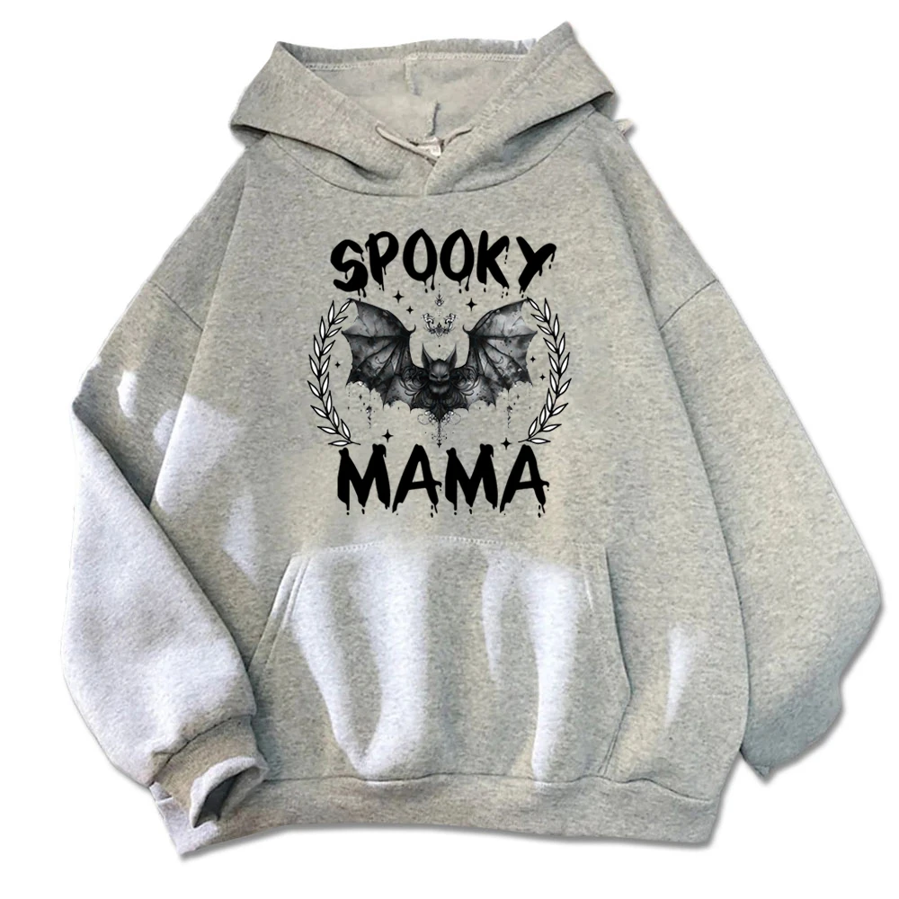 Толстовка на Хэллоуин Spooky Mama с капюшоном в готическом стиле принтом летучая мышь