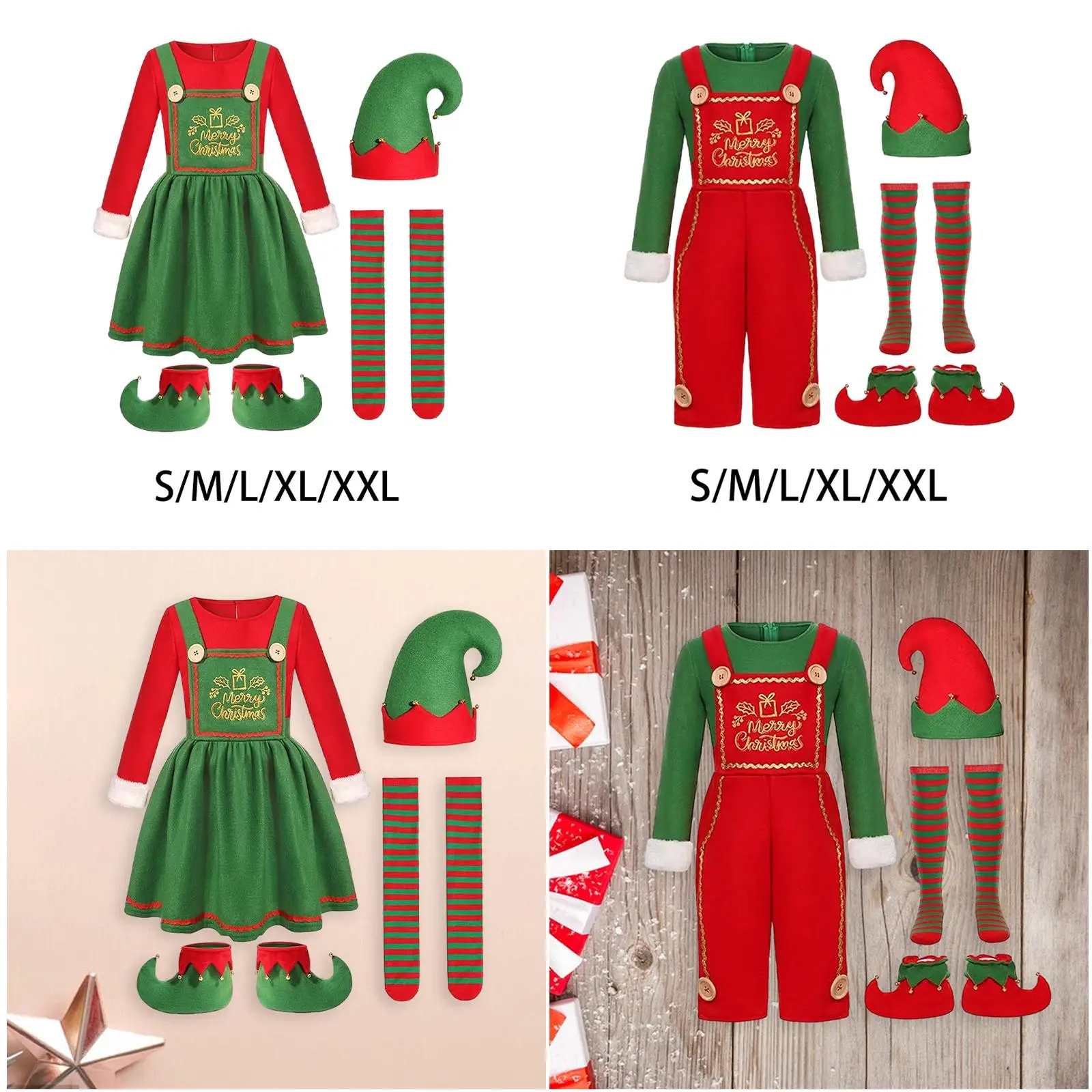 Elf Christmas Costume Fancy Dress Shoe Covers Kids Children Photo Props Clothes Elf Christmas Costume Fancy Dress Shoe Covers Kids Children Photo Props Clothes