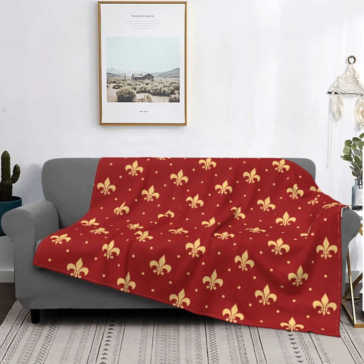 

Fleur De Lis Red Blanket Coral Fleece Plush Spring Autumn Multifunction Warm Throw Blankets for Bedding Outdoor Rug Piece
