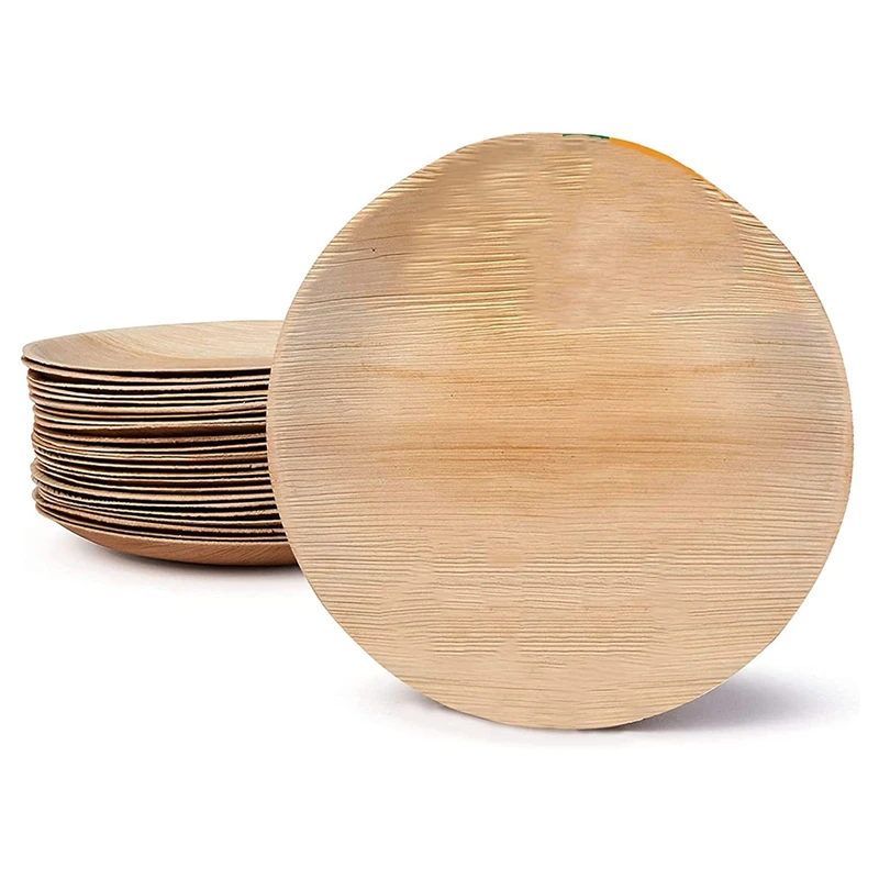 

Disposable Palm Leaf Party Plates - Round - 20 Pack - Large Round Biodegradable Tableware - Perfect For Picnic
