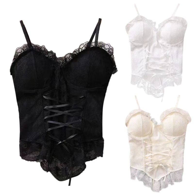

Backless Bustier Lace Bustiers And Corsets For Women Sexy Vintage Lace Camisole Top Crop Tops Tank Top With Drop Shipping