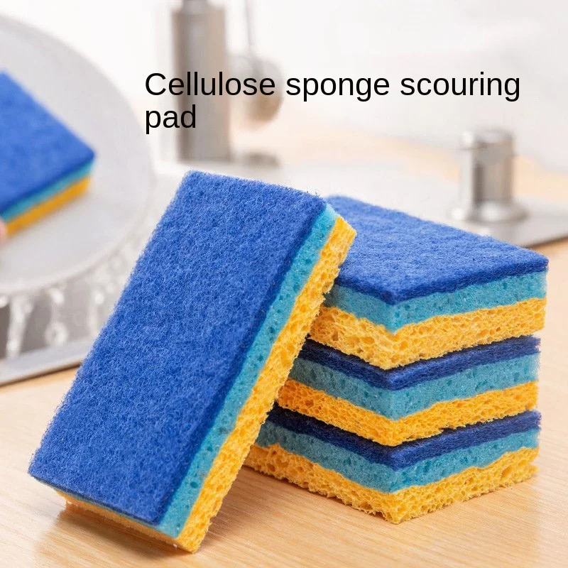 

Colorful Three Layer Compressed Wood Pulp Sponge Kitchen Sponge Bowl Plate Cookware Dish Stains Dirt Oil Remover Scrubber