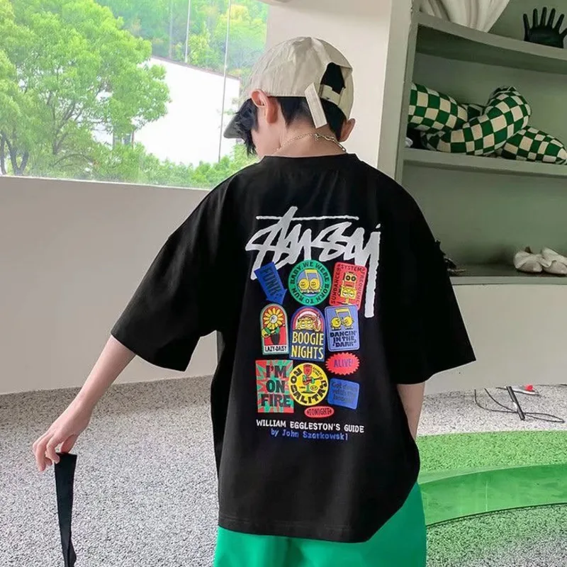 

Boys And Girls Short-sleeved Bottoming Shirts Spring And Summer Middle-aged Children's T-shirt Children's Clothing