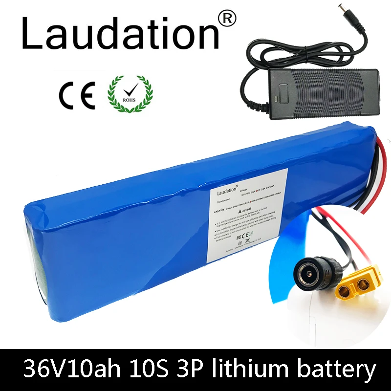 

Laudation 36V 10ah Electric Bicycle Battery 18650 Battery Pack 10S3P 500W High Power And Capacity Motorcycle Scooter With BMS