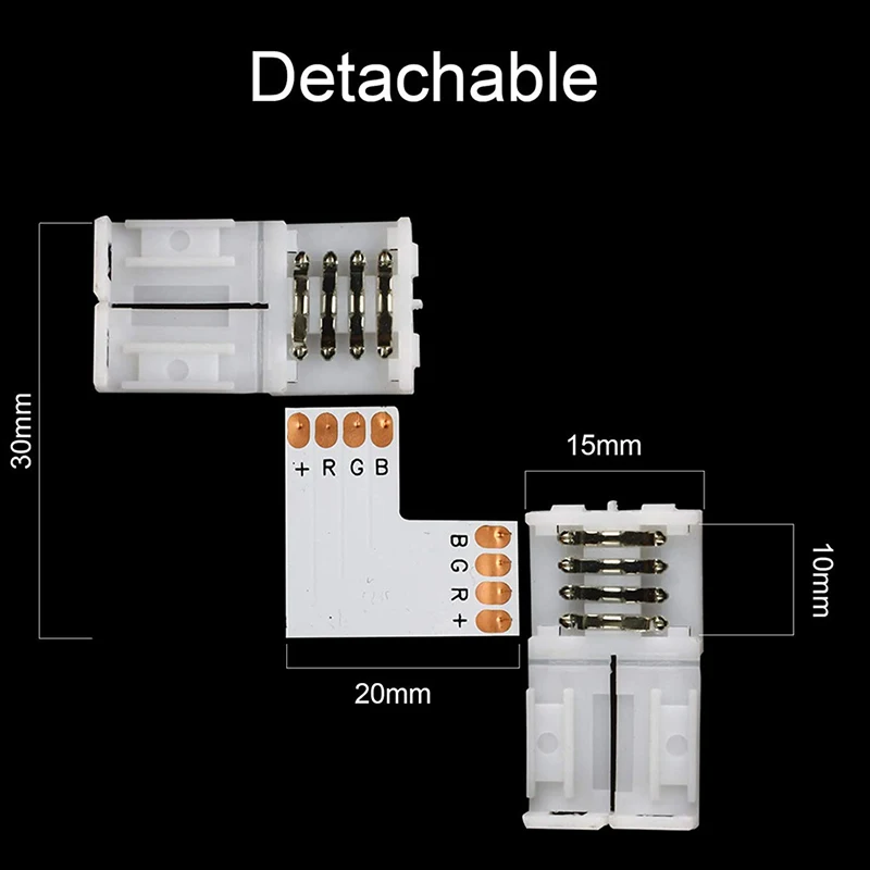 RGB-коннектор 4 контакта длина проволоки L-образной формы 90 градусов