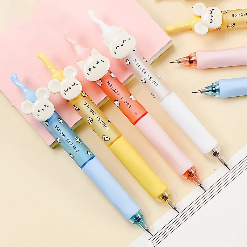 

Кавайные механические карандаши с кошачьей мышью, милые студенты, 0,5, 0,7 мм, свинцовые автоматические ручки, корейские канцелярские принадлежности, подарки для детей, офисные принадлежности