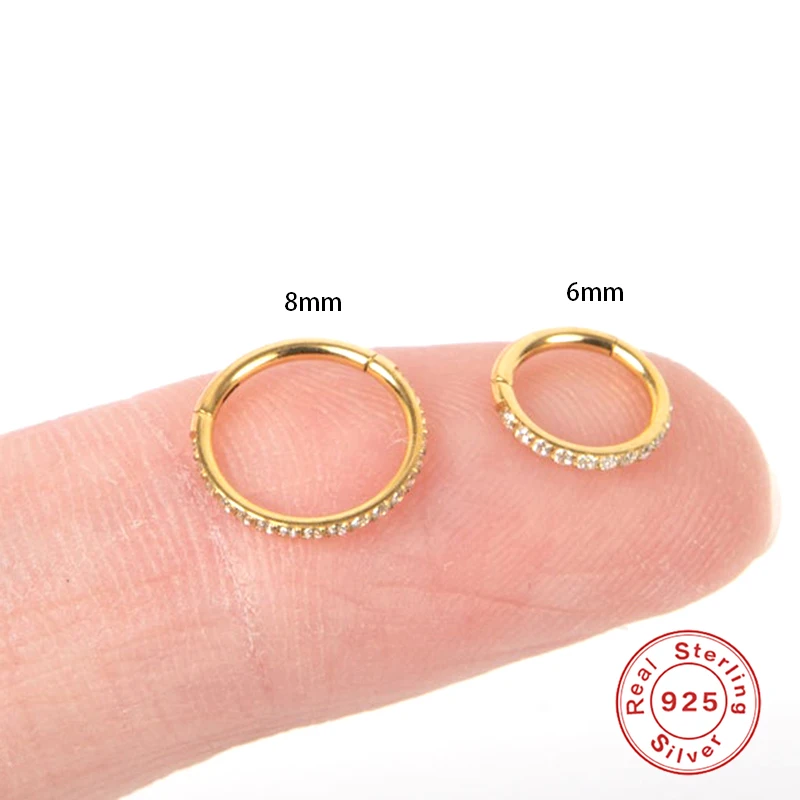 

925 Sterling Silver Hoop Ear Rings Micro-inlaid Zircon Ring For Women Bijoux Femme Nose Piercing 1 PCS Fine Jewelry Gift