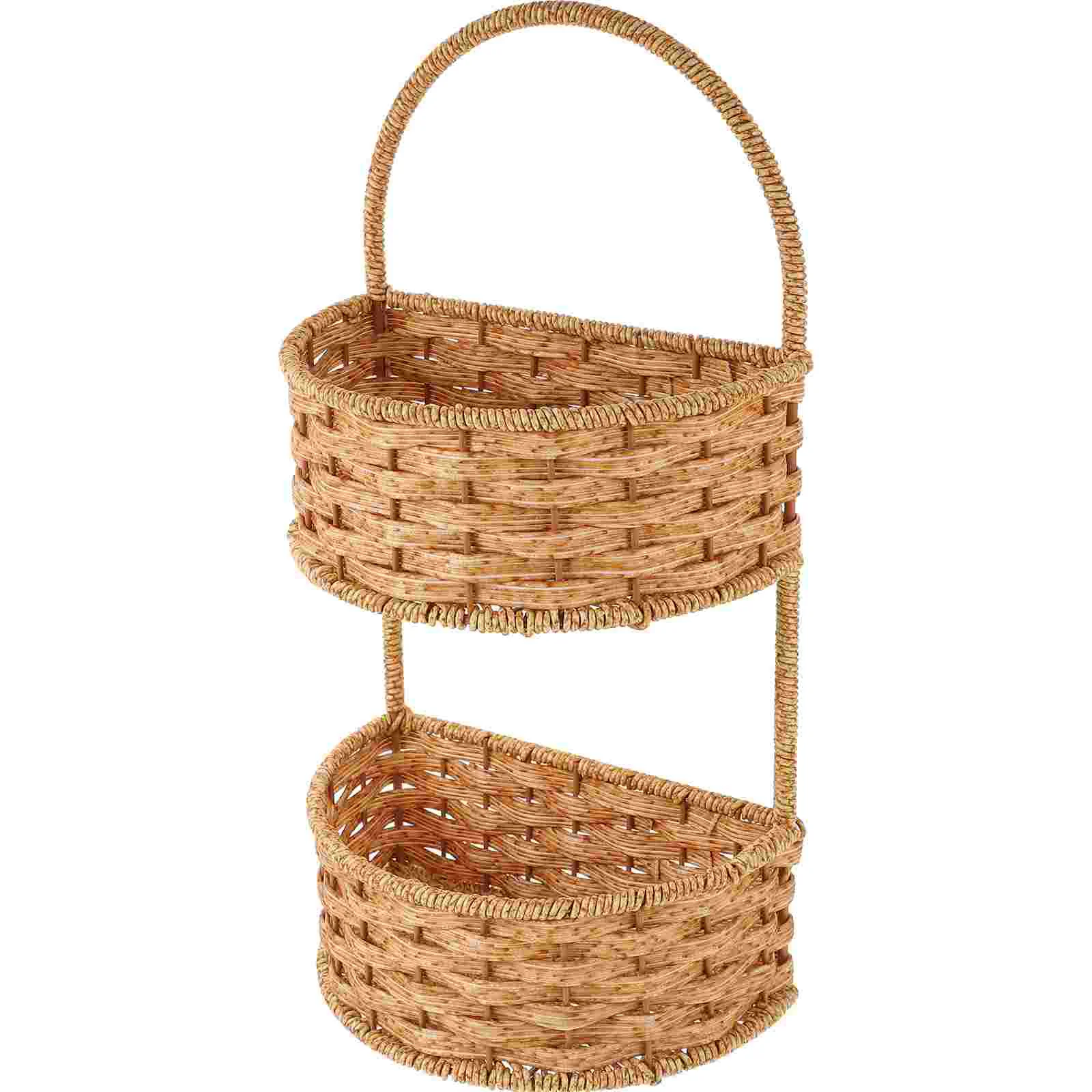 

Plastic Storage Basket Kitchen Sundries Fruit Wall Decoration Hanging Imitation Rattan