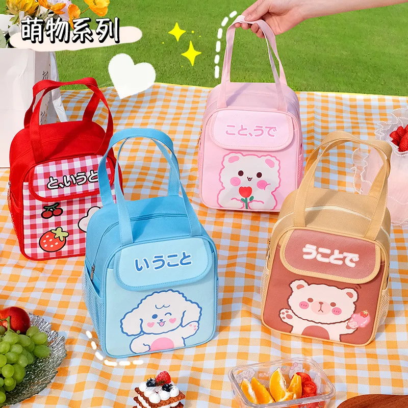 

Hot Kawaii Lunch Bag Women Cute Bear Picnic Travel Thermal Breakfast Box Girls School Child Convenient Lunch Box Tote Food Bags
