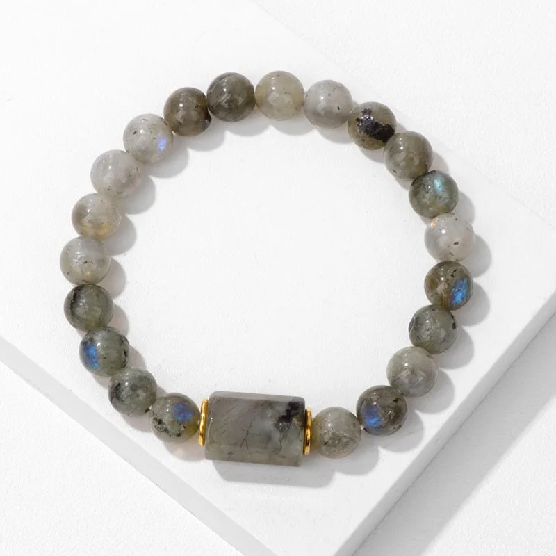 Браслет из бусин Лабрадорита для женщин и мужчин блестящие круглые ювелирные