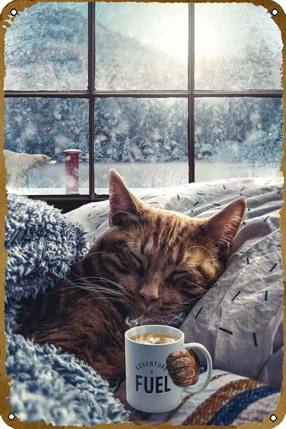 Wnter Ct Retro Metl Tn Sgn ретро плакат спальня Cfe Home Pub Club Wll Sgns Decor Vntge 8x12nch