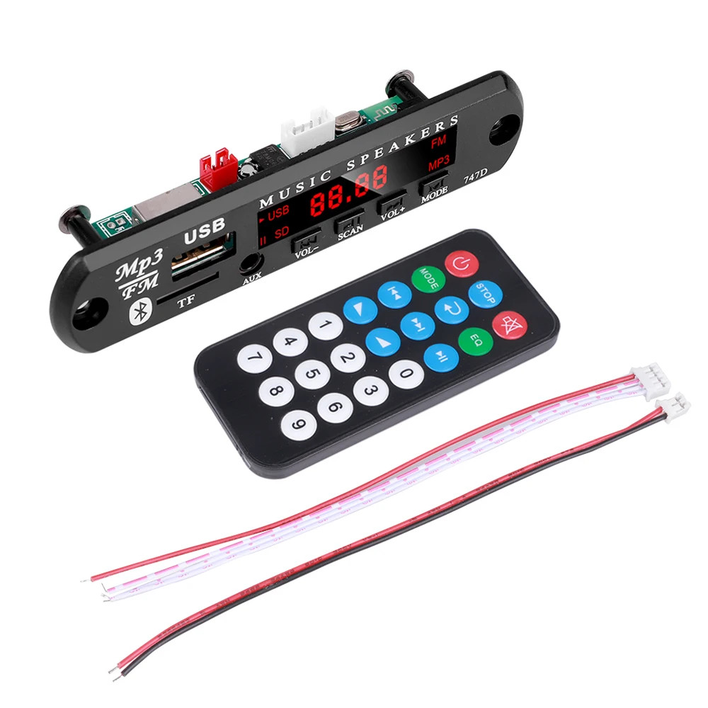 

Kebidu 6V-24V Bluetooth 5.0 Автомобильный комплект Беспроводной MP3-декодер Плата Аудио WMA Автомобильный музыкальный плеер Модуль без потерь Аудио USB AUX TF Радио
