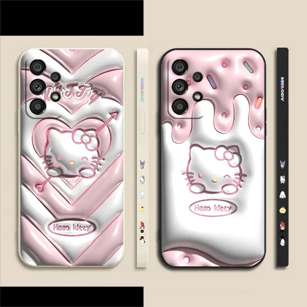 

Cute Funny Hello K-Kitty Phone Case For Samsung Galaxy A72 A71 A53 A52 A51 A42 A33 A32 A31 A23 A22 A21S 4G 5G Colour Liquid Case