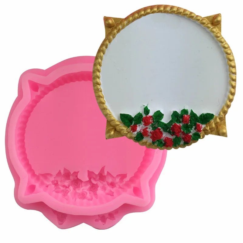 

Cat Ear Shape Cute Border Embossed Mirror Frame Mold Kitchen Chocolate Silicone Mold Cake Mold Baking Tools