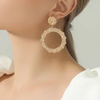 modern jewelry circular geometric earrings 2022 new trend simply gold color metal drop earrings for girl lady gifts