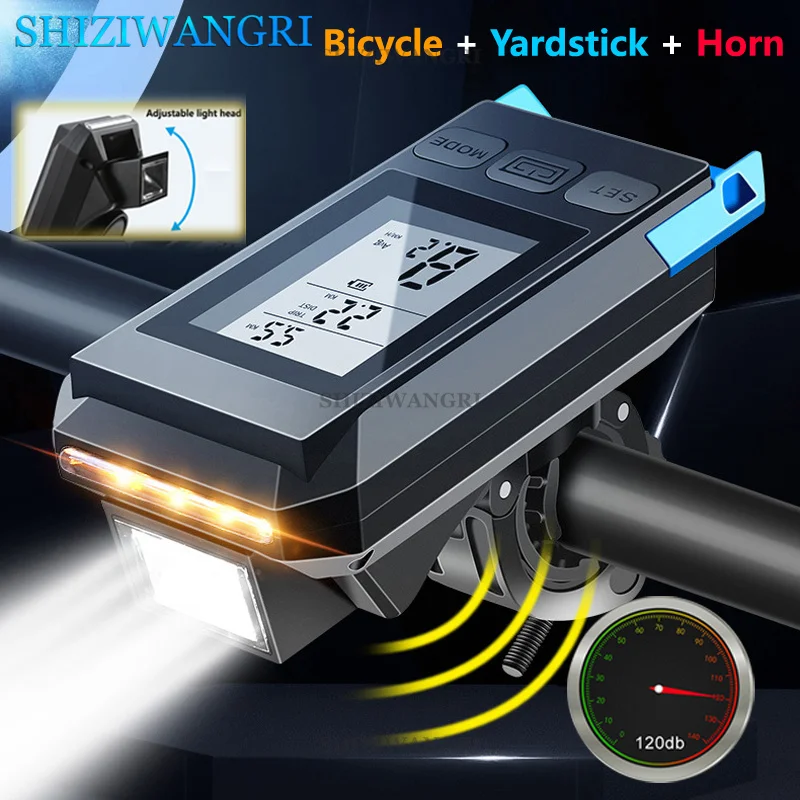 

Велосипедный фонарь IPX5, 1 комплект, зарядка через USB, 5 режимов работы, спидометр и задсветильник фонарь