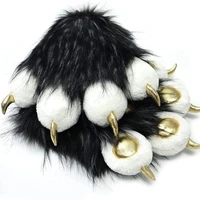 black furry paws gloves costume lion bear props children adult stage performance and large event costumes