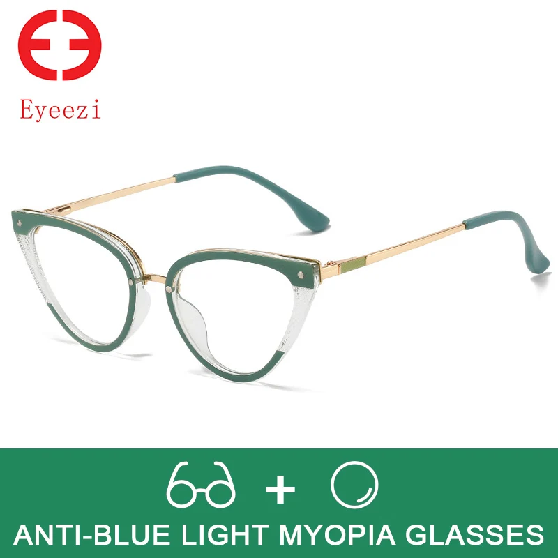 

Eyeezi Women's Grade Glasses Anti Blue Light Luxury Eyeglasses Frames For Women Trend Cat Eye Myopia Graduated Spectacle Frames