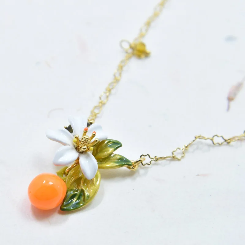 Новый эмалированный браслет ручной работы в стиле Прованса с оранжевыми цветами