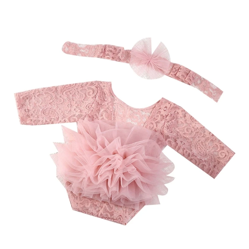 Трендовый сетчатый комбинезон для новорожденных с повязкой на голову детский